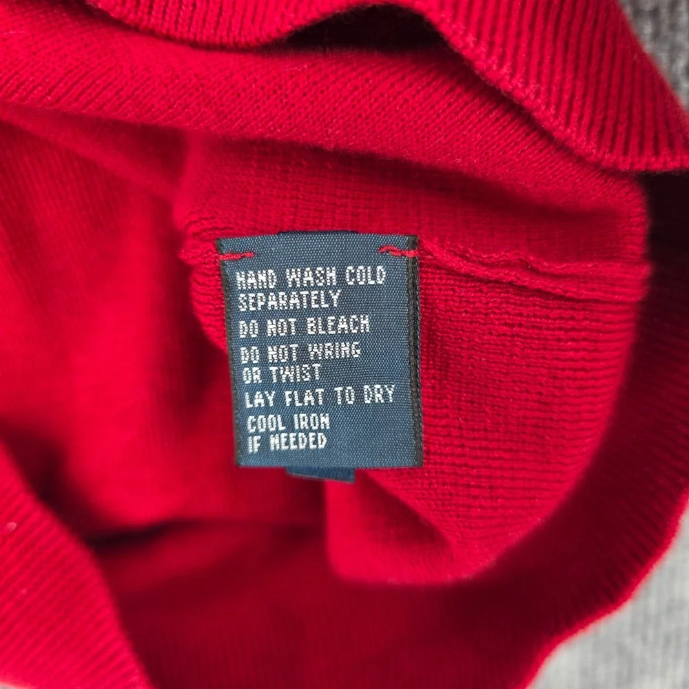 Polo Ralph Lauren Red Pima Cotton V-Neck Sweater Vest XL Blue Pony Logo